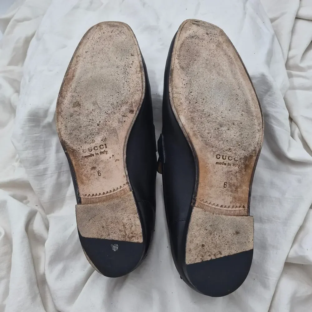 Gucci Jordaan loafer Black Leather slip-on men's Italian 6 US 6.5